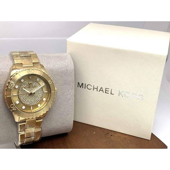 Michael Kors Women's Watch MK6911 Runway Quartz Crystals Gold Tone Steel 40mm - Picture 3 of 15